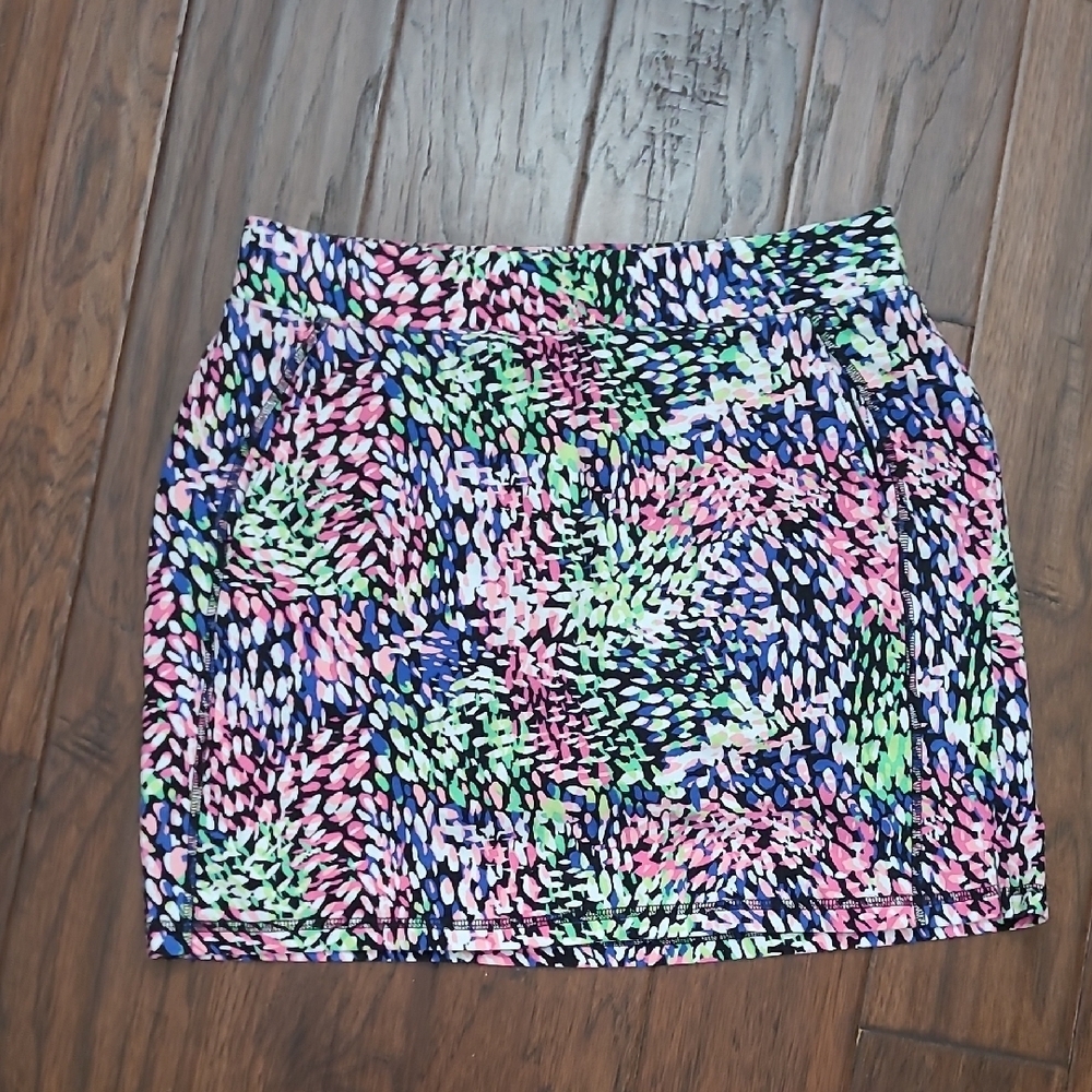T by Talbots Colorful Abstract Polka-dot Pullon Skort size Medium